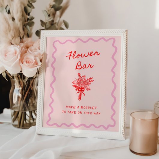 Liefde in Bloom Red Pink Flower Bar Poster