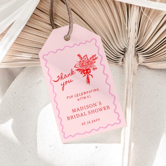 Liefde in Bloom Rood Roze Vrijgezellenfeest Welkom Cadeaulabel