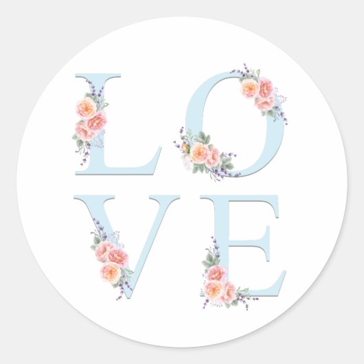 Liefde in Bloom Roos Floral Ronde Sticker (Voorkant)