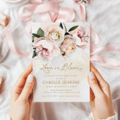 Liefde in Bloom Roze Bloemen Bruids Douche Uitnodi Kaart