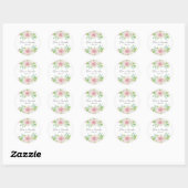 Liefde in Bloom, roze Waterverf Floral Wedding Ronde Sticker (Vel)