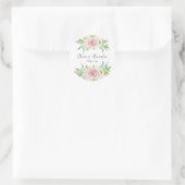 Liefde in Bloom, roze Waterverf Floral Wedding Ronde Sticker (Tas)