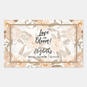 Liefde in Bloom Rustic Peach Floral Rechthoekige Sticker