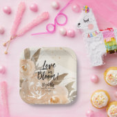 Liefde in Bloom Rustieke Perzik Bloemen Papieren Bordje (Feest)