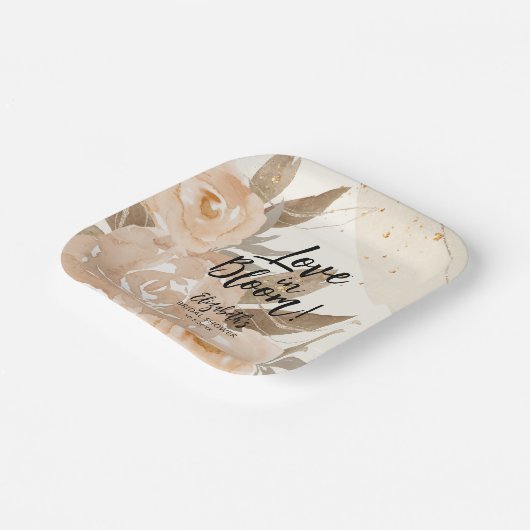 Liefde in Bloom Rustieke Perzik Bloemen Papieren Bordje (Gebogen)