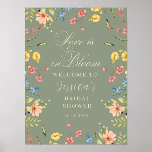 Liefde in Bloom Sage Vrijgezellenfeest Welkomstbor Poster (Voorkant)