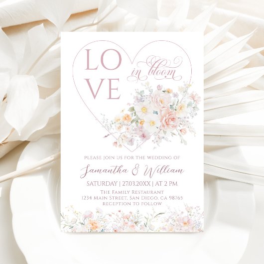 Liefde in Bloom Soft Wildflower Wedding Kaart