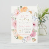 Liefde in Bloom Spring Floral Baby shower Meisje Kaart (Staand voorkant)