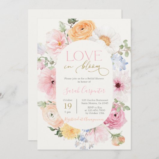 Liefde in Bloom Spring Floral Vrijgezellenfeest Kaart (Voorkant / Achterkant)