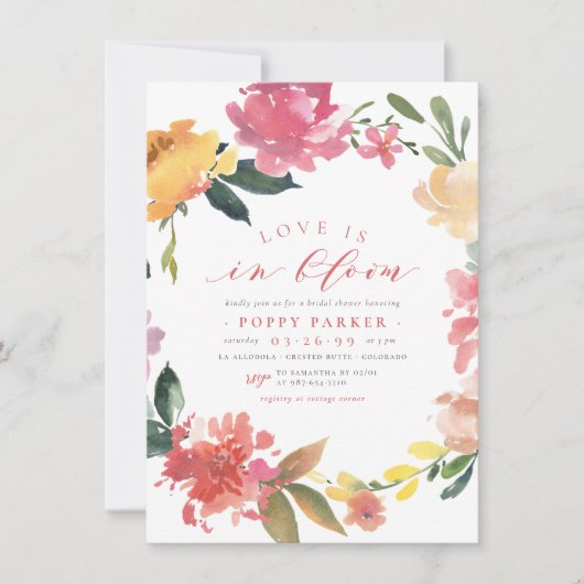 Liefde in bloom Spring Flowers Boho Vrijgezellenfe Kaart (Voorkant)