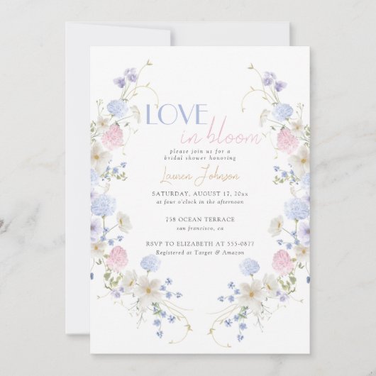 Liefde in Bloom Spring Wildflower Vrijgezellenfees Kaart (Voorkant)