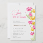 Liefde in Bloom Tulips Calligraphy Vrijgezellenfee Kaart (Voorkant)