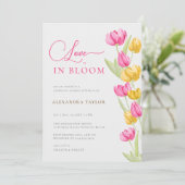 Liefde in Bloom Tulips Calligraphy Vrijgezellenfee Kaart (Staand voorkant)