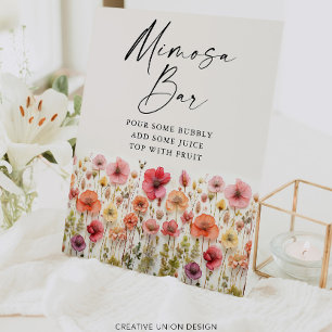Liefde in Bloom Vrijgezellenfeest Mimosa Bar Teken Reclamebord Met Voetstuk