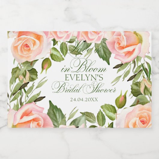 Liefde in Bloom Waterverf Rozen Vrijgezellenfeest Sparkling Wijnetiket (Enkel label)