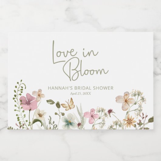 Liefde in Bloom Wedding Vrijgezellenfeest Sparkling Wijnetiket (Enkel label)