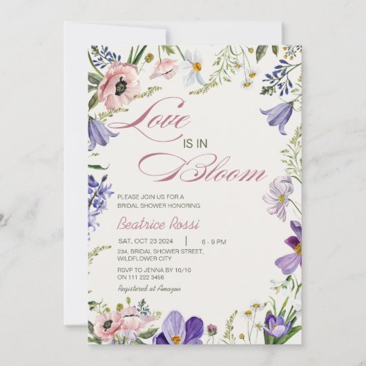 Liefde in Bloom Wild Flowers Spring Vrijgezellenfe Kaart (Voorkant)