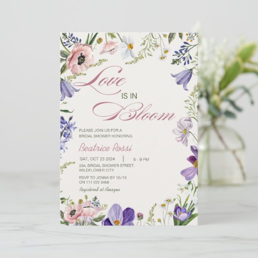 Liefde in Bloom Wild Flowers Spring Vrijgezellenfe Kaart (Staand voorkant)