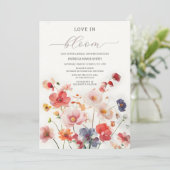 Liefde in Bloom Wildbloemen Bruidsdouche Uitnodigi Kaart (Staand voorkant)