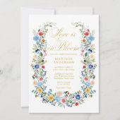 Liefde in Bloom Wilde Bloemen Gouden Vrijgezellenf Kaart (Voorkant)