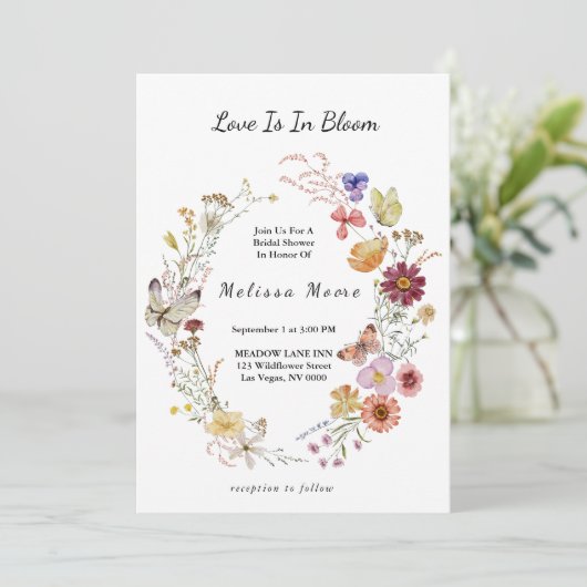 Liefde in Bloom Wildflower Boheems Vrijgezellenfee Kaart (Staand voorkant)