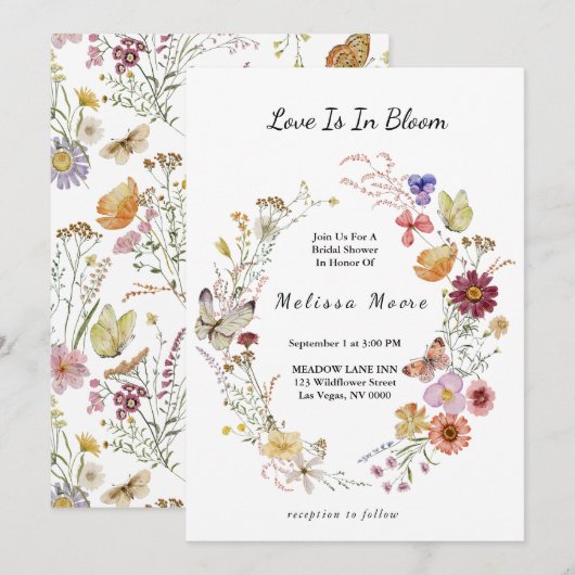 Liefde in Bloom Wildflower Boheems Vrijgezellenfee Kaart (Voorkant / Achterkant)