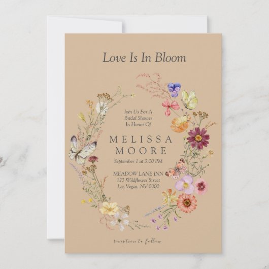 Liefde in Bloom Wildflower Boheems Vrijgezellenfee Kaart (Voorkant)