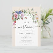 Liefde in Bloom Wildflower Bruids Douche Uitnodigi Kaart (Staand voorkant)