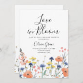 Liefde in Bloom Wildflower bruidsdouche Uitnodigin Kaart (Voorkant / Achterkant)