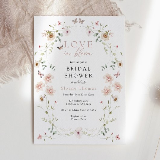 Liefde in Bloom Wildflower Bruidsdouche Uitnodigin Kaart