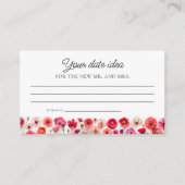 Liefde in Bloom Wildflower Date Night Ideeën Informatiekaartje (Voorkant)