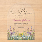 Liefde in Bloom Wildflower Floral Vrijgezellenfees Acryl Uitnodigingen (Voorkant)