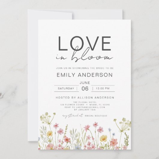 Liefde in Bloom Wildflower Floral Vrijgezellenfees Kaart (Voorkant)