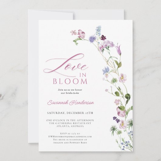 Liefde in Bloom Wildflower Floral Vrijgezellenfees Kaart (Voorkant)