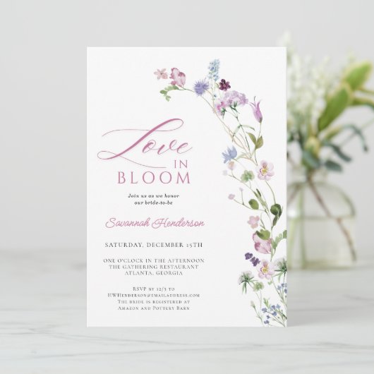 Liefde in Bloom Wildflower Floral Vrijgezellenfees Kaart (Staand voorkant)