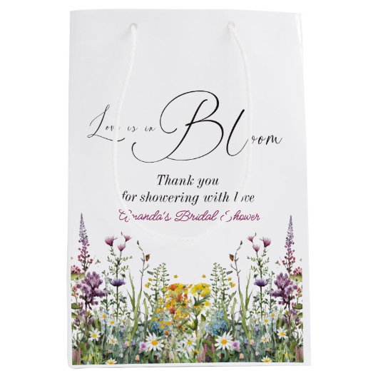 Liefde in Bloom Wildflower Floral Vrijgezellenfees Medium Cadeauzakje (Voorkant)