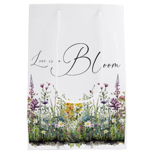 Liefde in Bloom Wildflower Floral Vrijgezellenfees Medium Cadeauzakje (Achterkant)