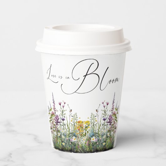 Liefde in Bloom Wildflower Floral Vrijgezellenfees Papieren Bekers (Achterkant)