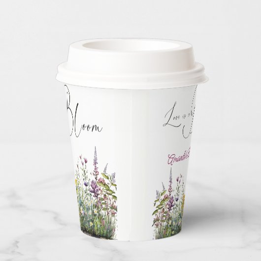 Liefde in Bloom Wildflower Floral Vrijgezellenfees Papieren Bekers (Rechts)