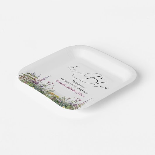 Liefde in Bloom Wildflower Floral Vrijgezellenfees Papieren Bordje (Gebogen)