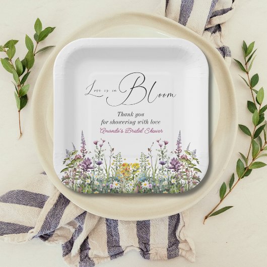 Liefde in Bloom Wildflower Floral Vrijgezellenfees Papieren Bordje
