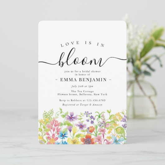 Liefde in Bloom Wildflower Flower Vrijgezellenfees Kaart (Staand voorkant)