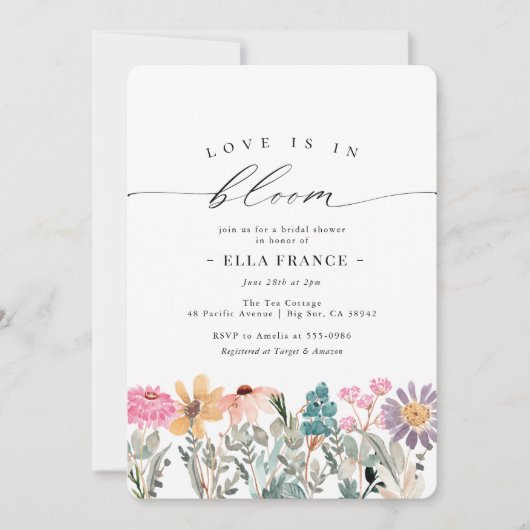 Liefde in Bloom Wildflower Flower Vrijgezellenfees Kaart (Voorkant)