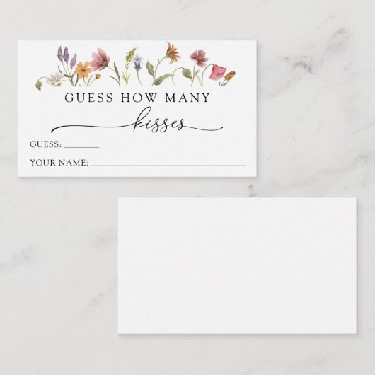 Liefde in Bloom Wildflower raad hoeveel kisses Informatiekaartje (Voorkant / Achterkant)