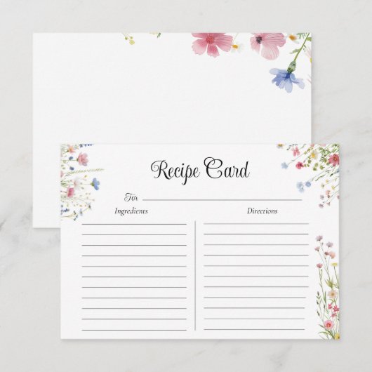 Liefde in Bloom Wildflower Recept Kaarten (Voorkant / Achterkant)