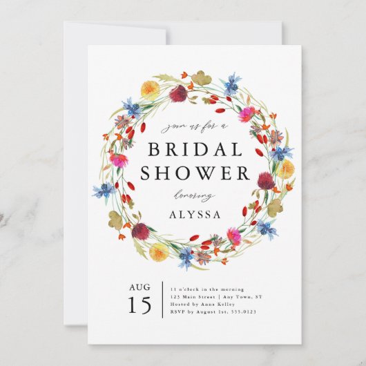 Liefde in Bloom Wildflower Terug & QR Code Douche Kaart (Voorkant)