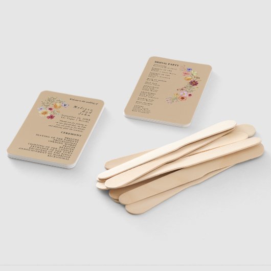 Liefde In Bloom Wildflower Trouwprogramma Hand Fan Handwaaier (Niet-gemonteerd)
