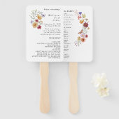 Liefde In Bloom Wildflower Trouwprogramma Hand Fan Handwaaier (Voorkant en achterkant)
