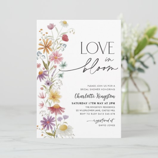 Liefde in Bloom Wildflower Vrijgezellenfeest Bloem Kaart (Staand voorkant)