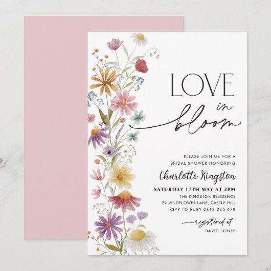 Liefde in Bloom Wildflower Vrijgezellenfeest Bloem Kaart (Voorkant / Achterkant)